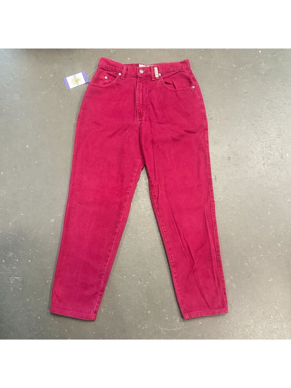Vtg Sasson Fuchsia Burgundy Jeans 11/12 High Waist 80s Dopamine Maxamalist - Picture 2 of 16